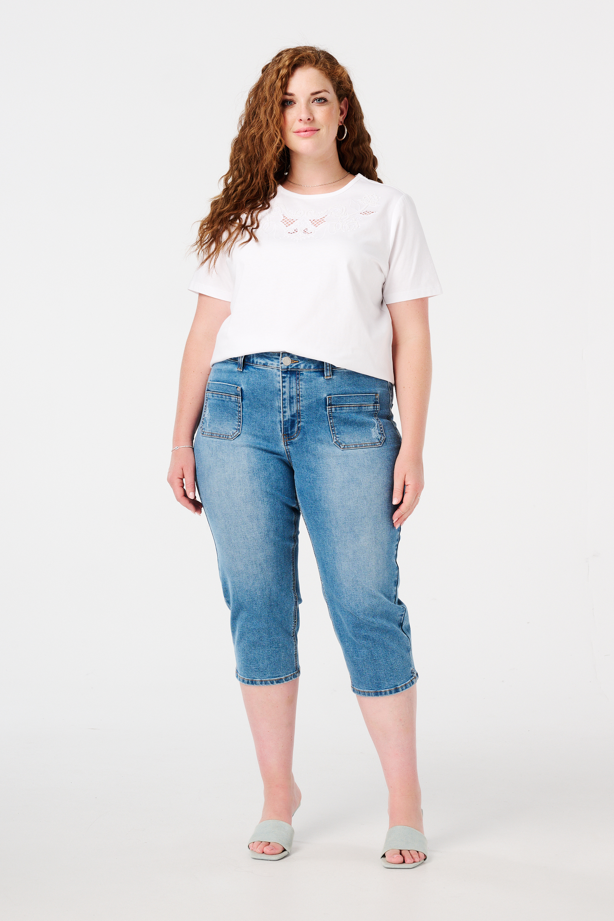 T-shirt met broderie Wit