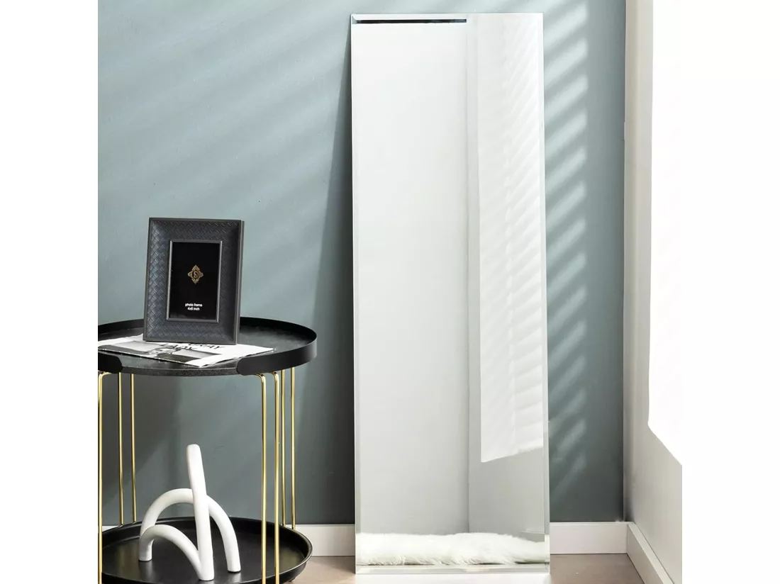 Grand Miroir Mural 110 x 38 cm, Rectangulaire Pleine Longueur avec Bord Biseauté Vertical ou Horizontal