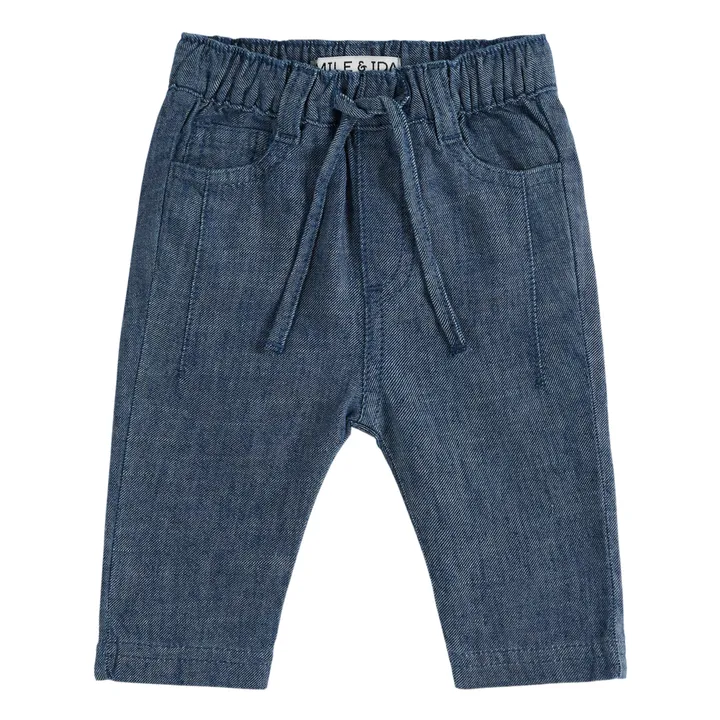 Emile et Ida Pantalon Lin Indigo | Bleu jean