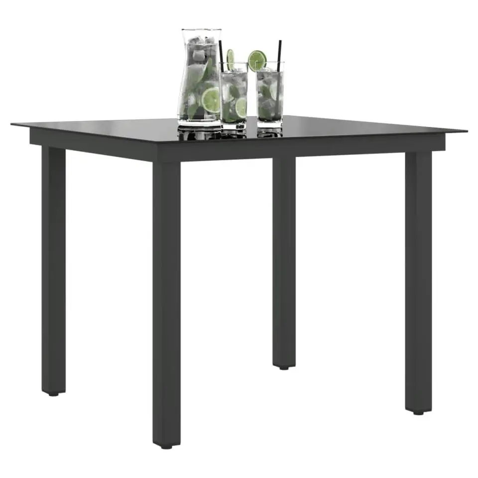vidaXL - Tuintafel - Zwart - Glas - 80 x 80 cm