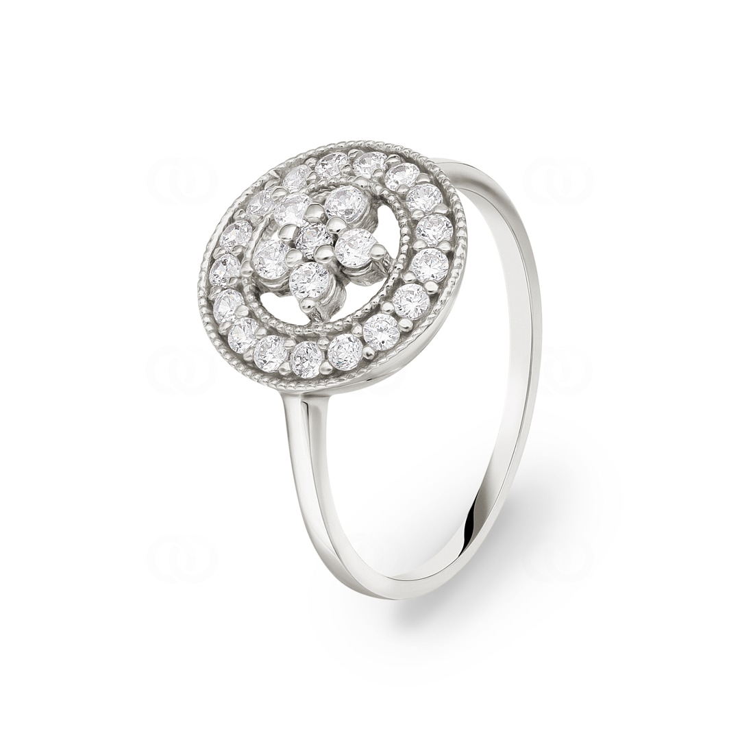 Ring 750/18 K Weissgold mit Zirkonia Ø 54