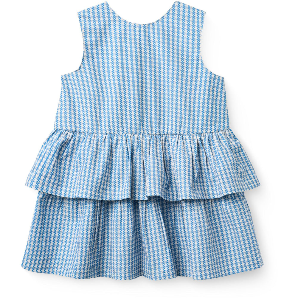 Køb COPENHAGEN COLORS Blue Houndstooth Mini Houndstooth Kjole W. Sløjfe