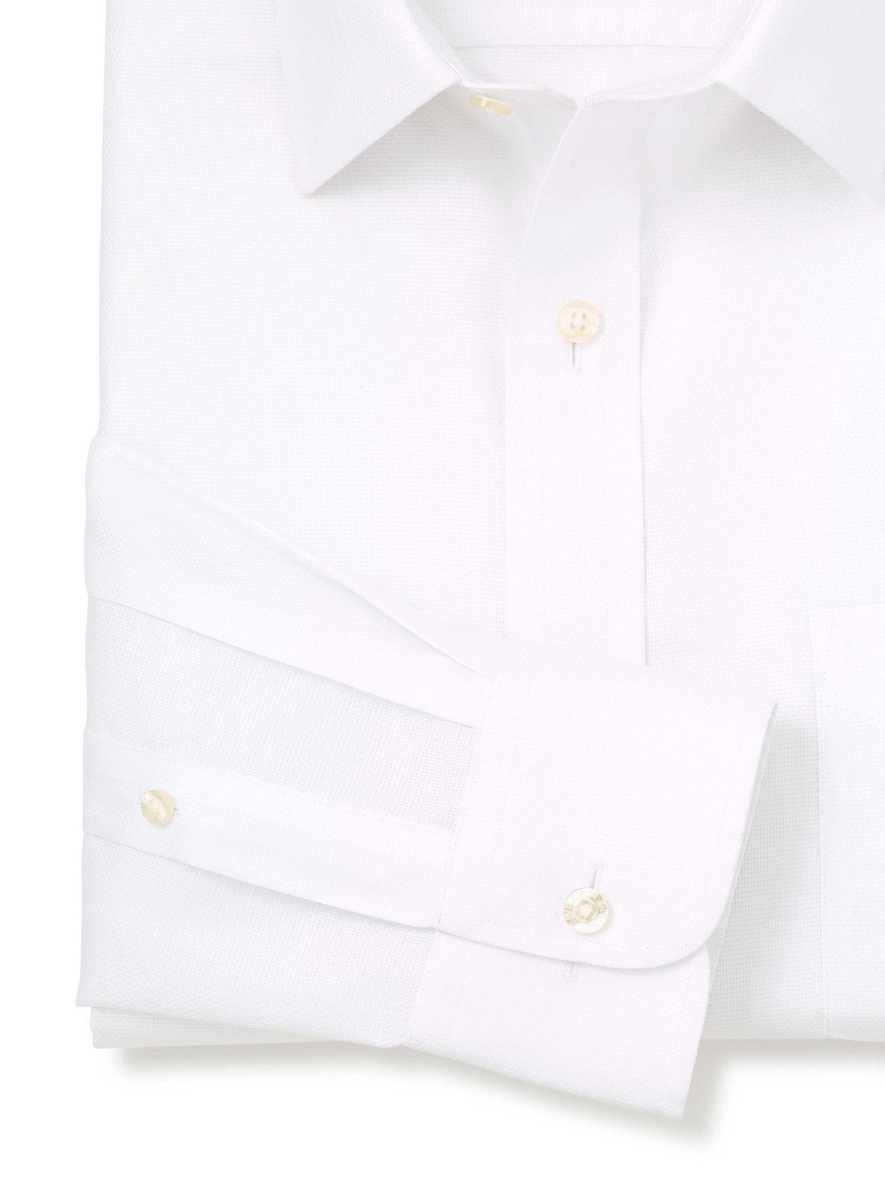 Wit - Savile Row Company klassiek model katoenen Dobby strijkvrij overhemd met enkele manchet