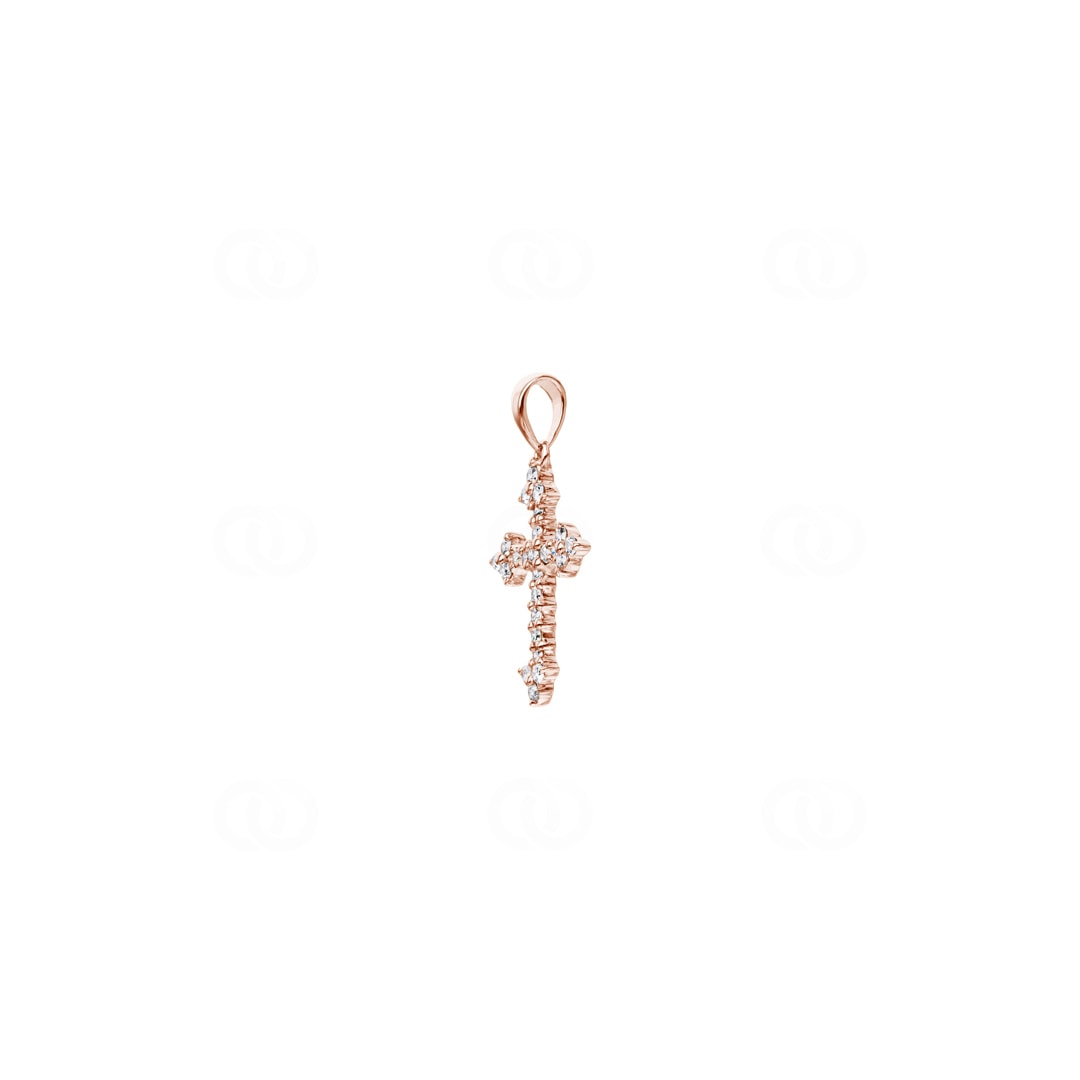 Kreuzanhänger 750/18 K Roségold mit Diamanten 0.24 ct H/si