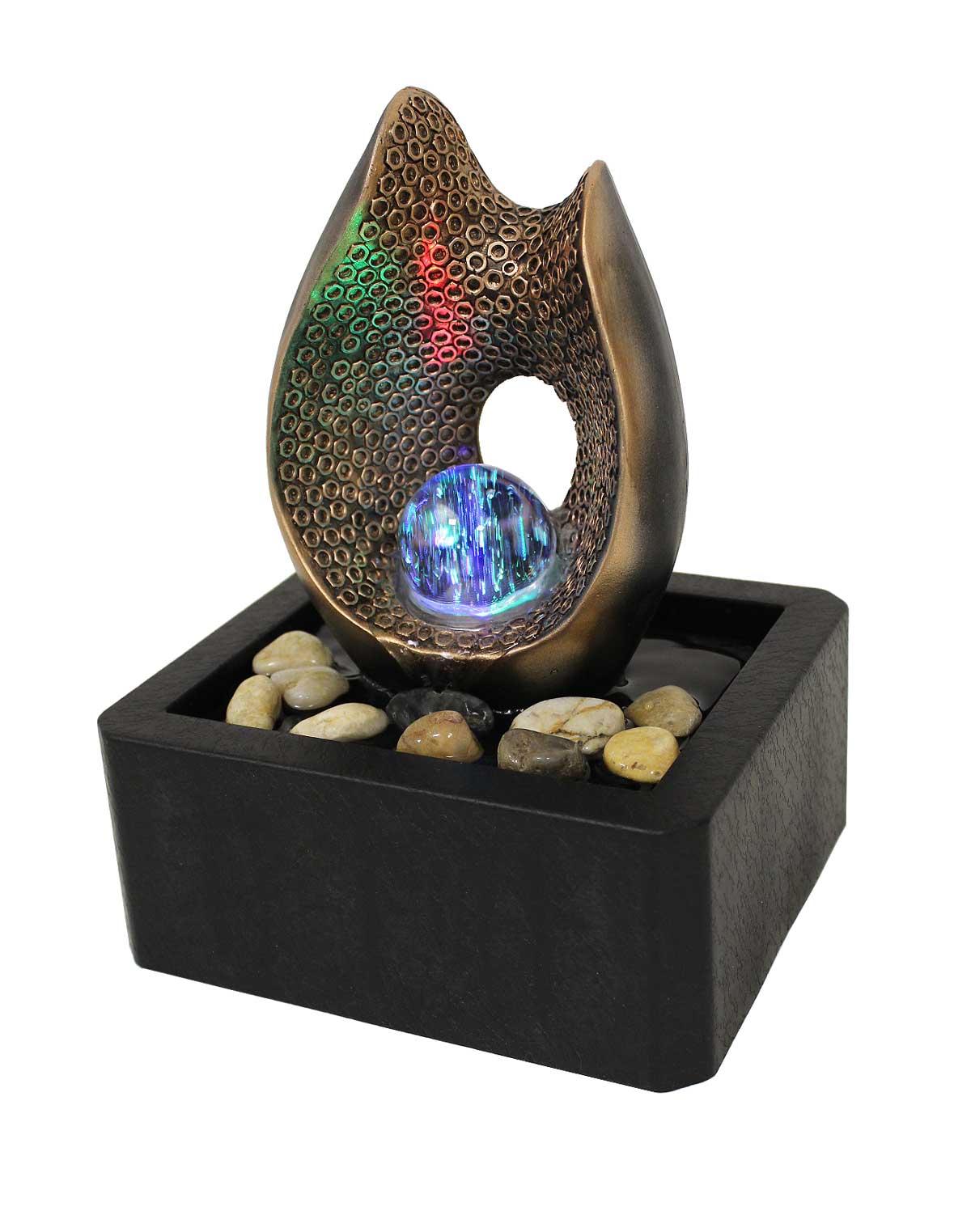 Zimmerbrunnen Tischbrunnen FoAnelli Kupfer Rgb Led 26 cm 11114