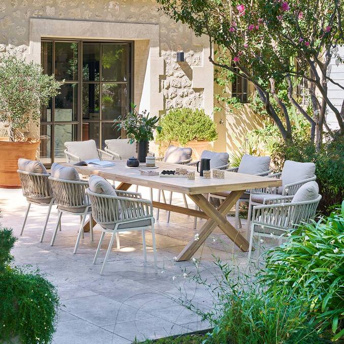 Table de jardin rectangulaire XENIA Eucalyptus