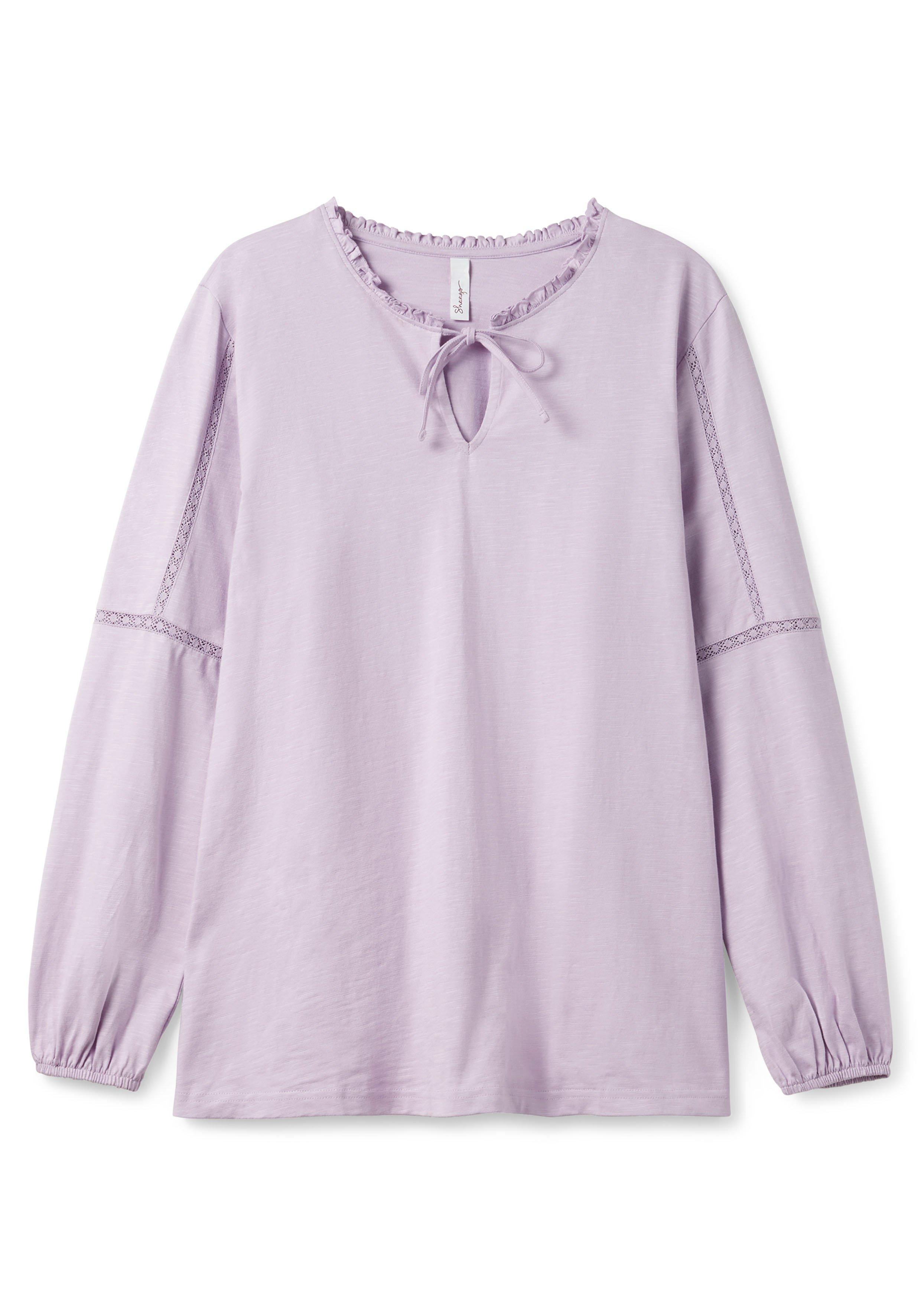 Shirt mit Smokdetails, Spitze und Lochmuster
