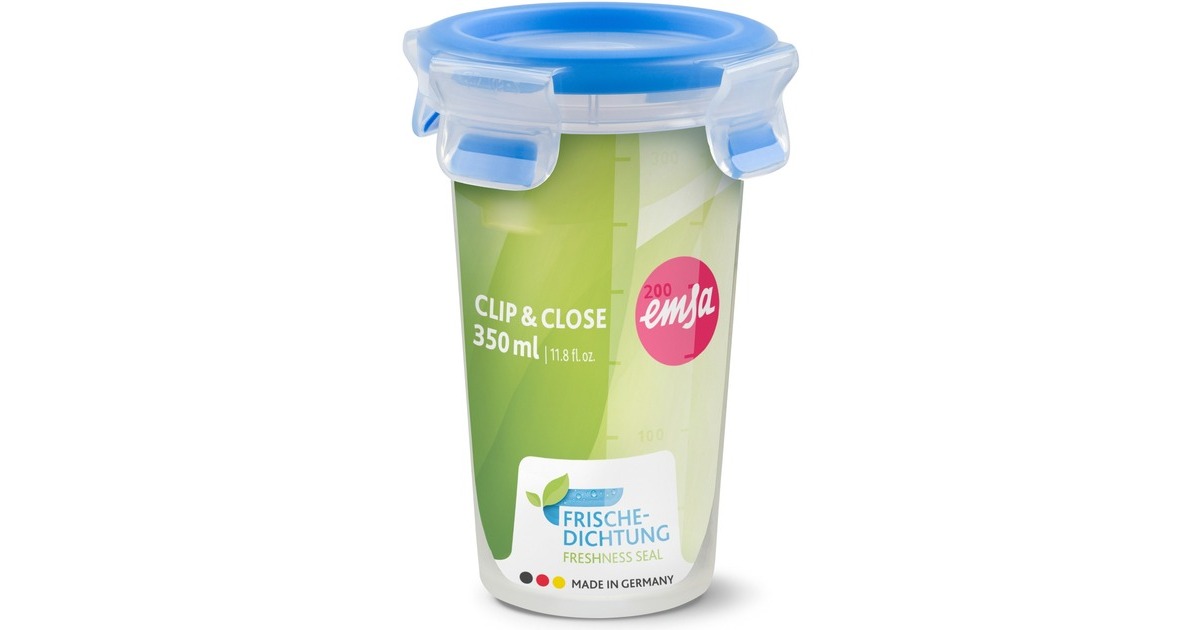 EmsaClip & Close vershoudbakje 0,35 L beker  (Transparant/blauw, rond, Ø 9,2cm)