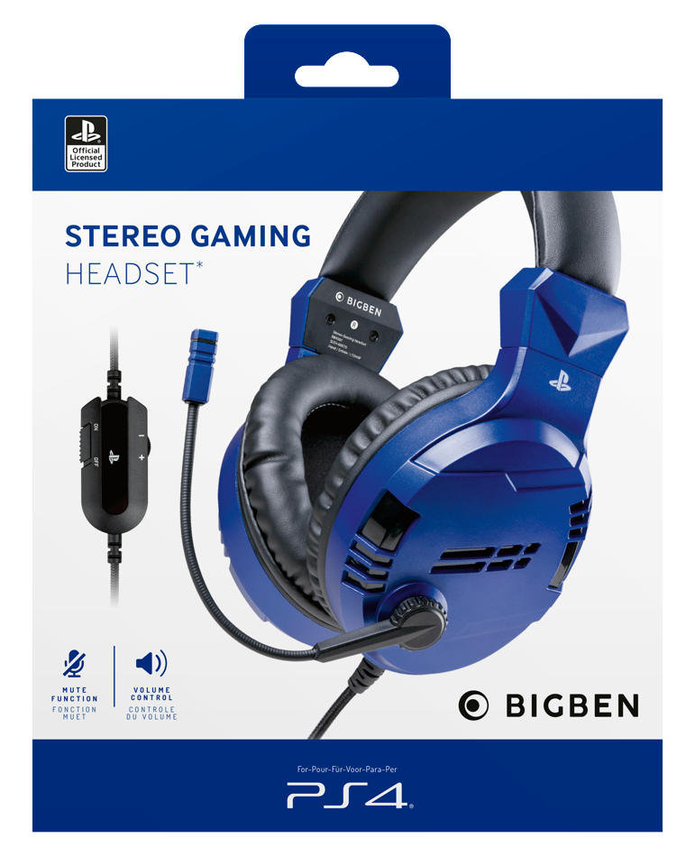 BigBen Interactive PS4 Gaming Headset V3 - Blue - Headset - Sony
