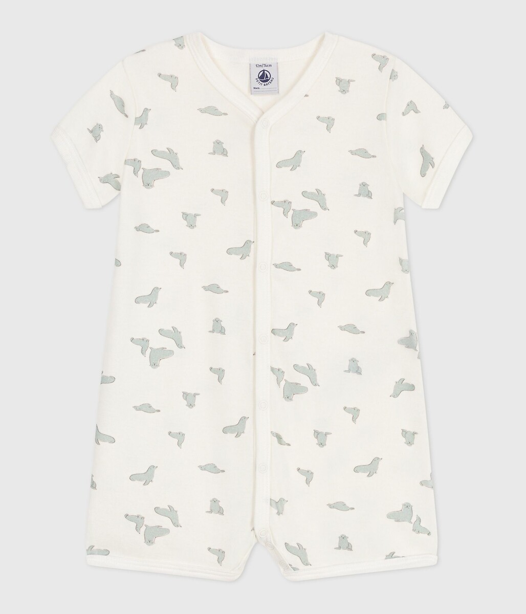 PETIT BATEAU<br>Pijama curto de algodão com estampa de selo