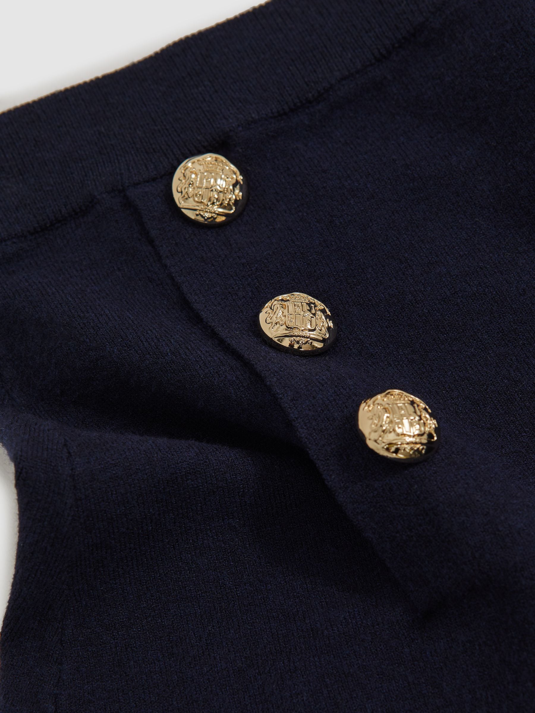 Reiss Tillie Knitted Button-Detail A-Line Skirt