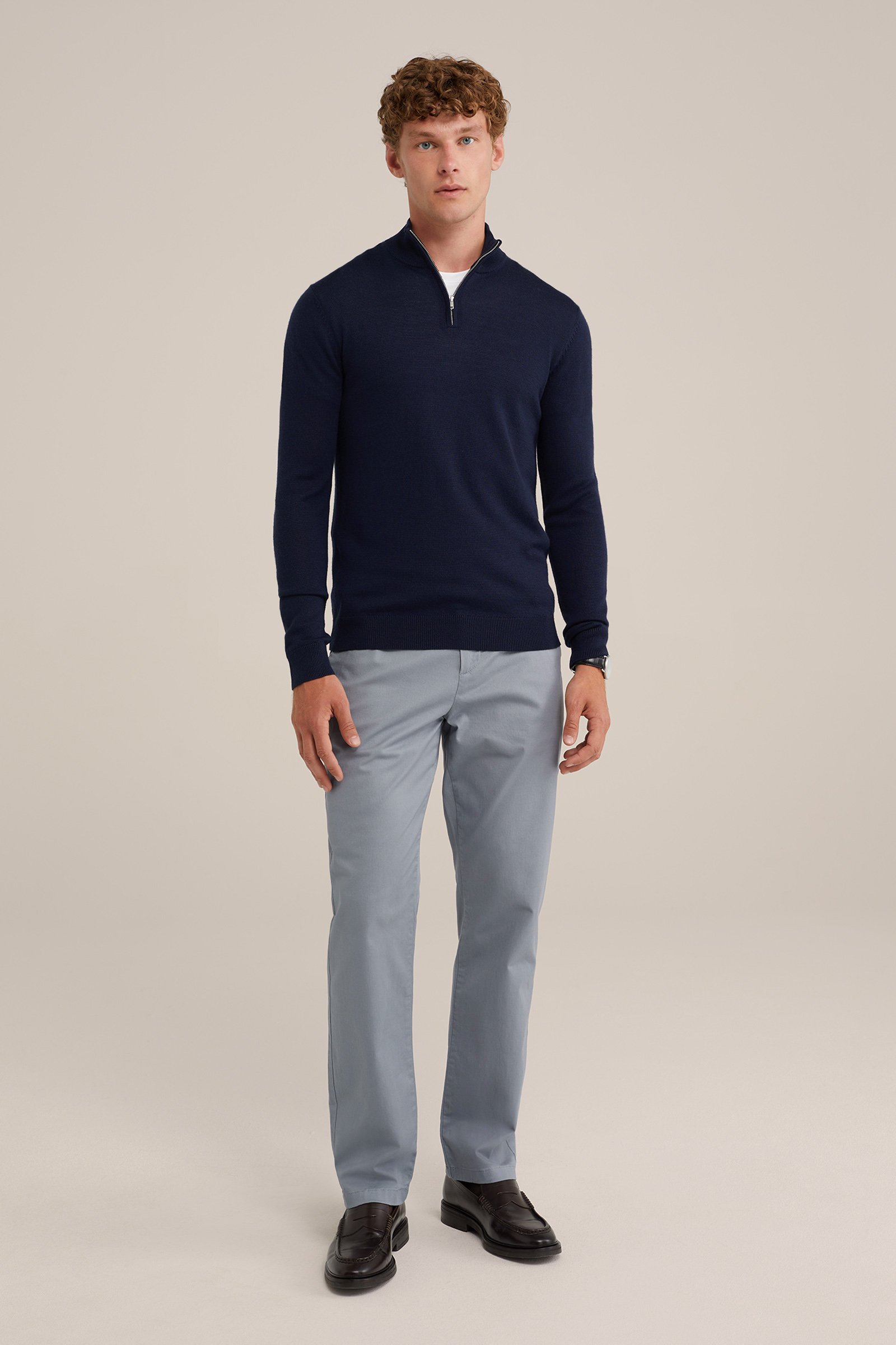 regular fit chino met stretch Fundamentals Grijsblauw