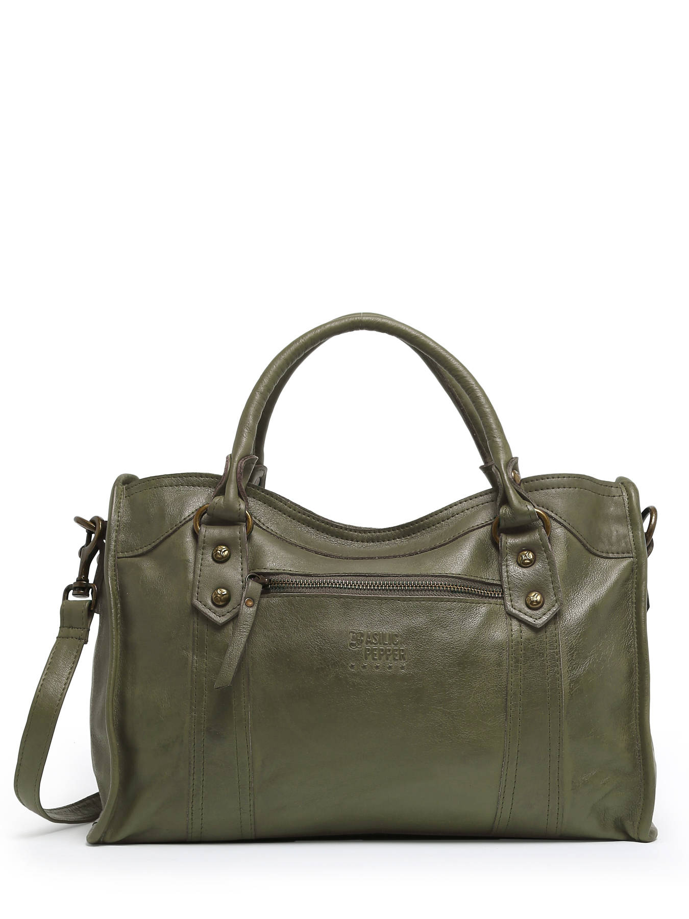 Sac port main Cow cuir BASILIC PEPPER