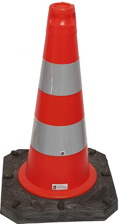 Verkeerskegel UvV-Bigfoot 50cm 2,5 kg semi-reflecterende pylonen met 2 foliestroken / RA2/B