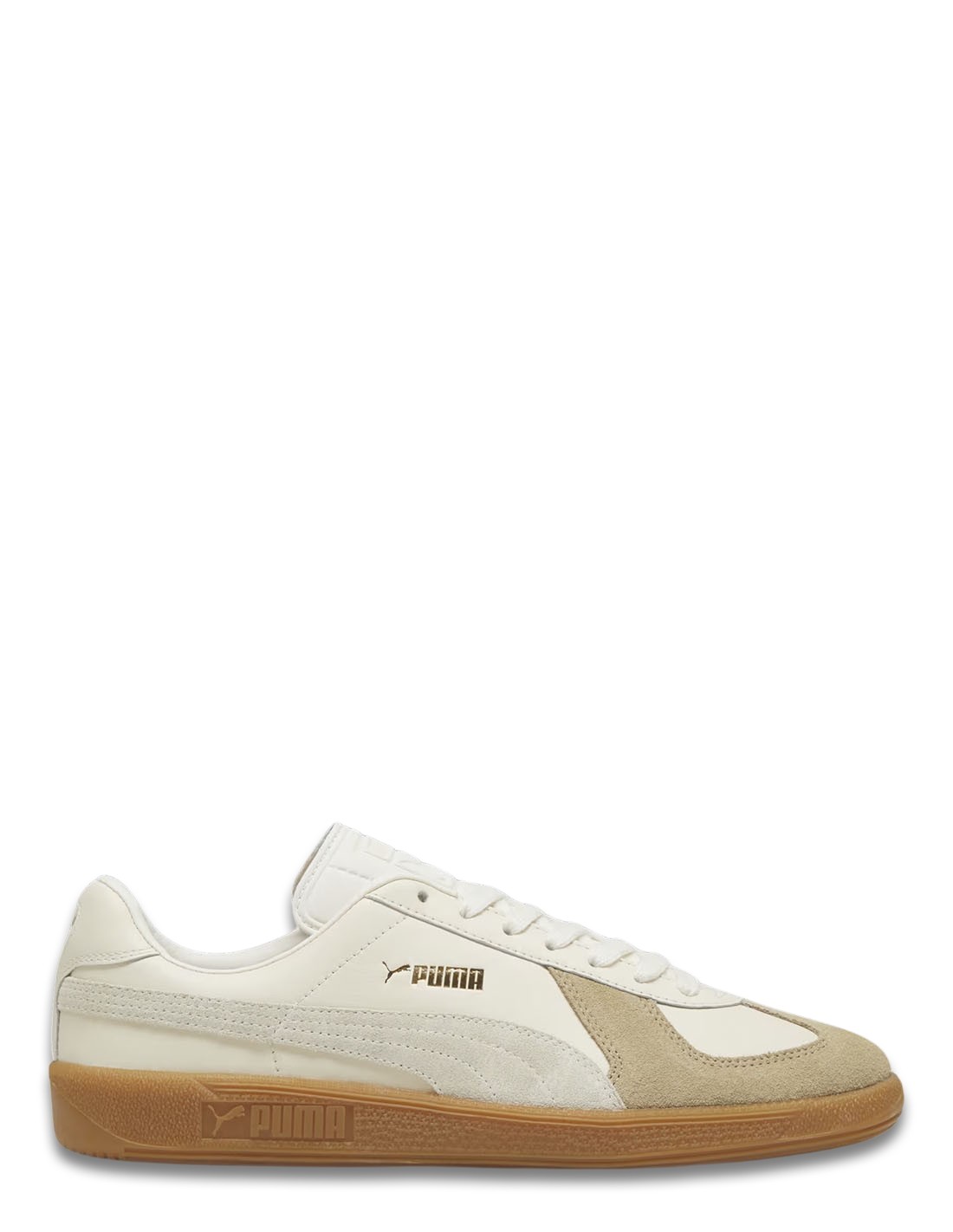 puma Baskets Homme Army Trainer Blanc/Marron/Beige Cuir