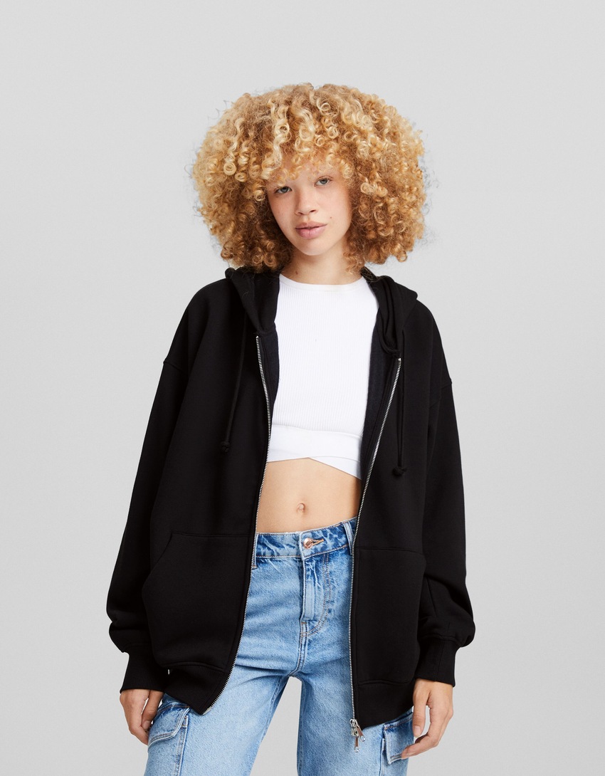 Moletom com zíper oversized