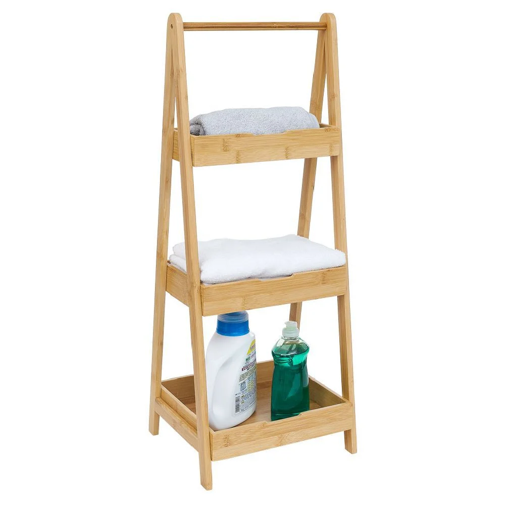 Rangement 3 niveaux en bambou naturel 30xH78x25cm
