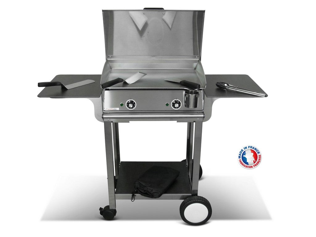 Pack plancha électrique PlanchaElec Lux 600 Inox - Chariot Rivoli Plan