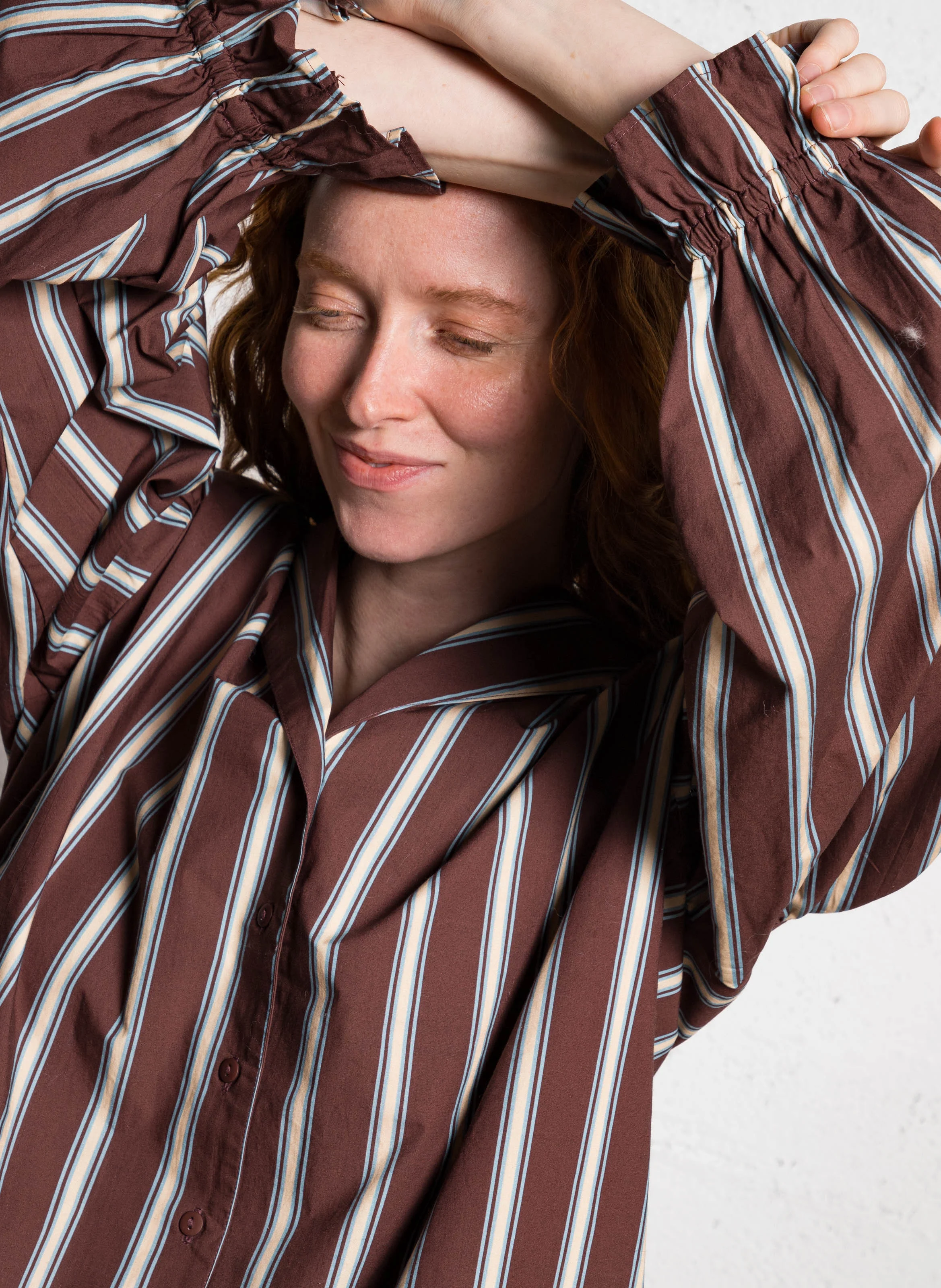 Chemise rayée en coton | Marron
