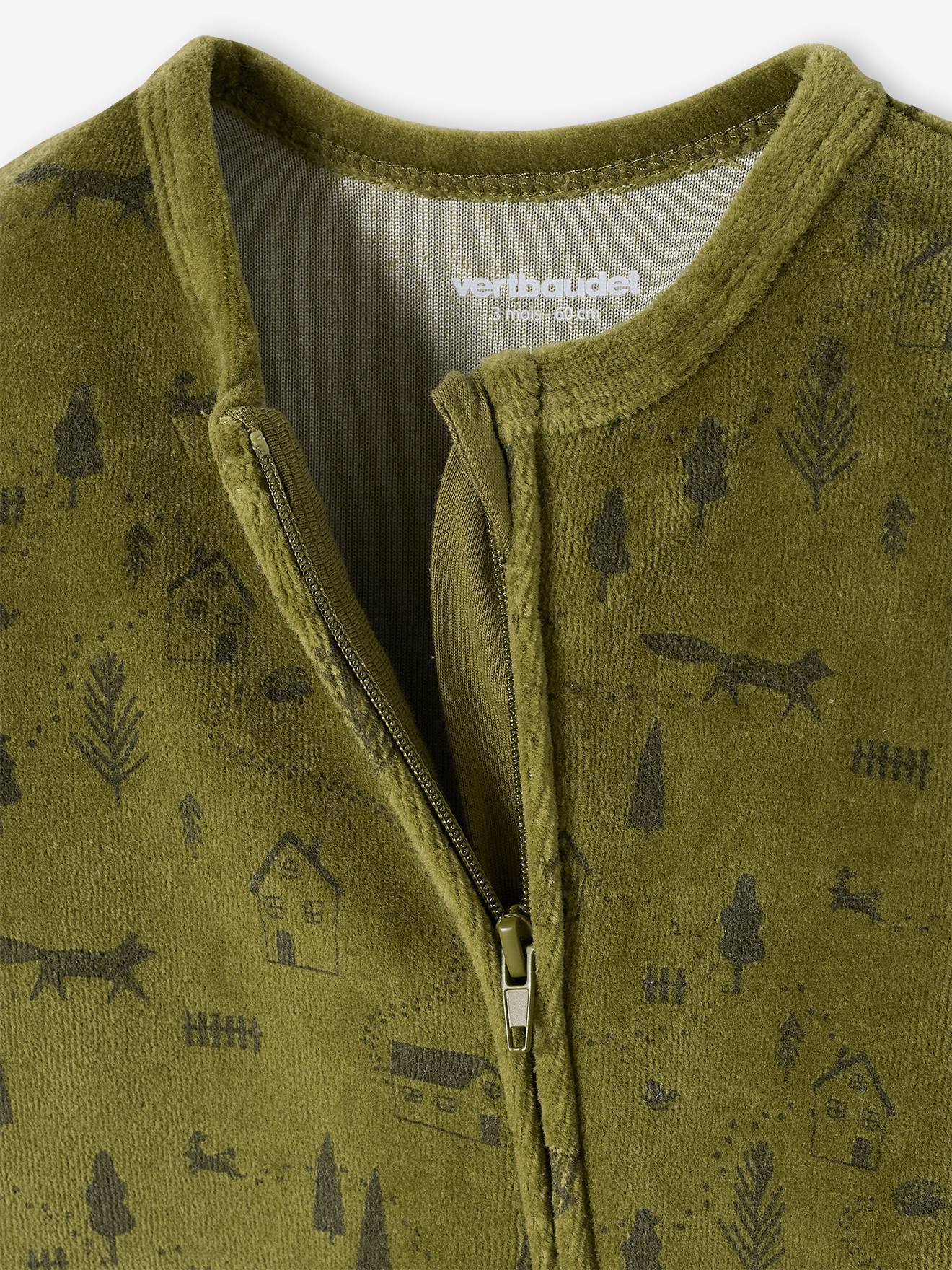 Conjunto de 2 macacões de veludo bicolor verde-escuro 