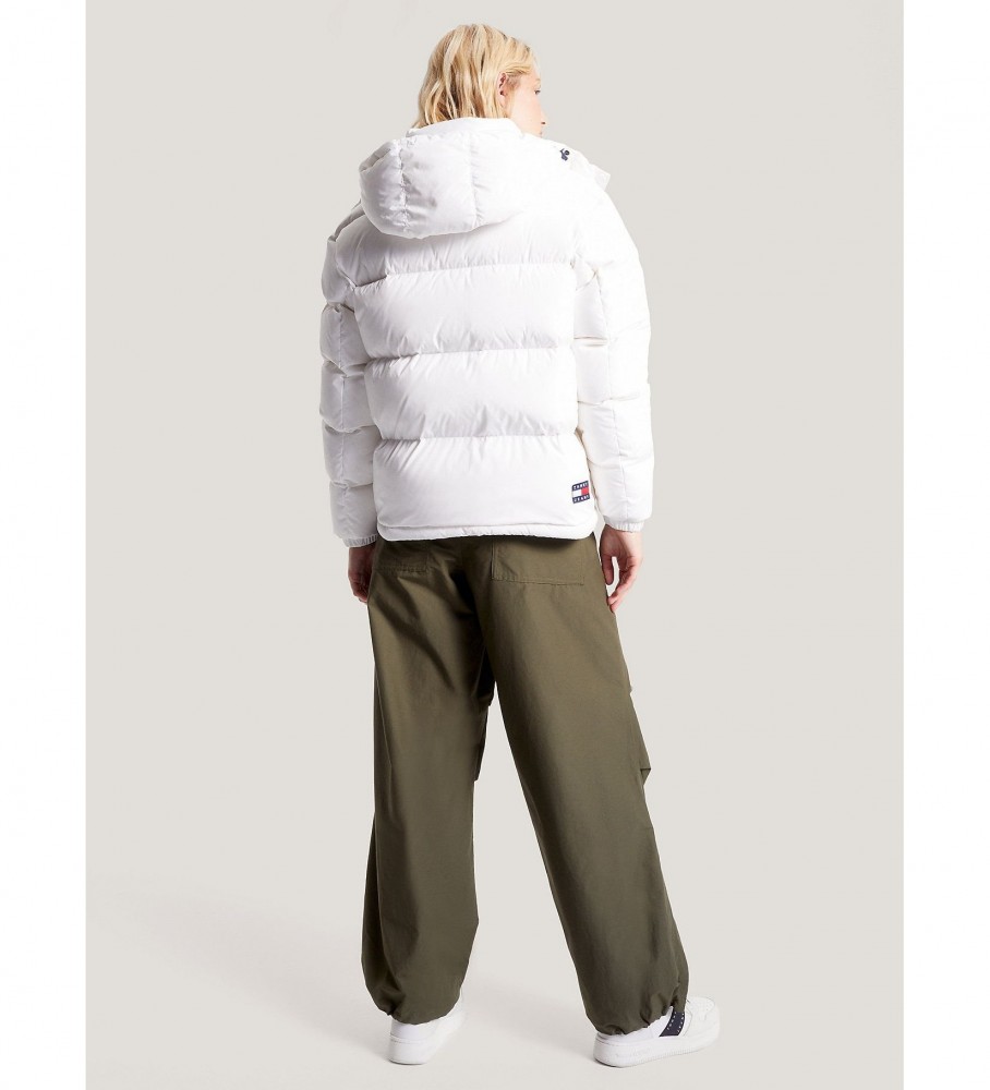 Jaqueta Tommy Jeans Alaska acolchoada com capuz, branca
