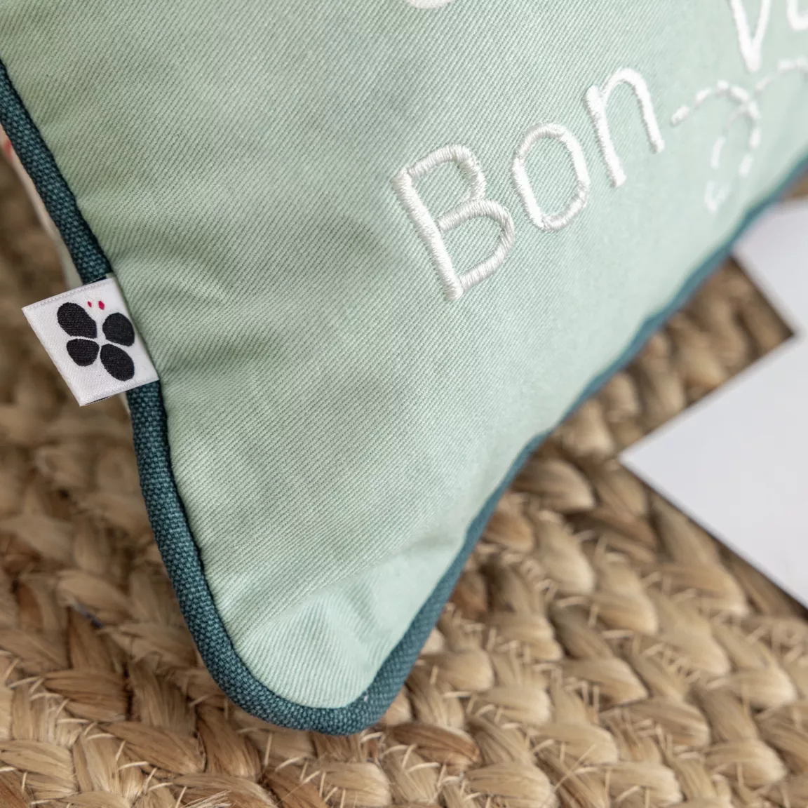 Coussin rectangulaire enfant coton (30 x 50 cm) Petits papiers Bleue