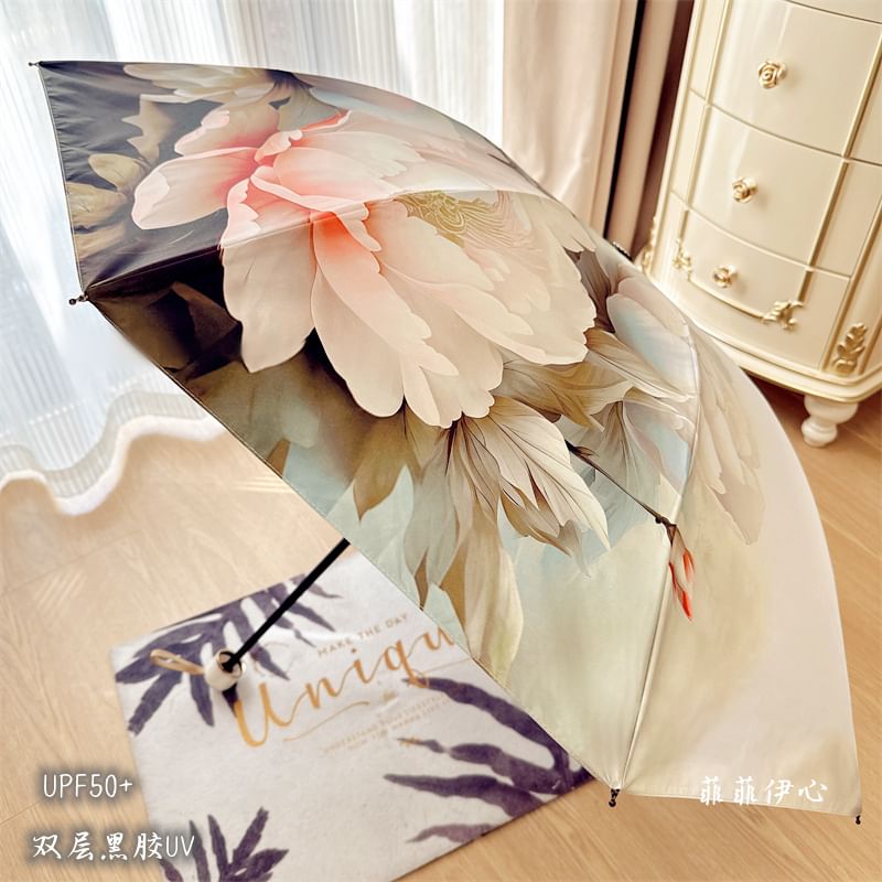 Fenmo - Compacte paraplu met UV-bescherming en bloemenprint