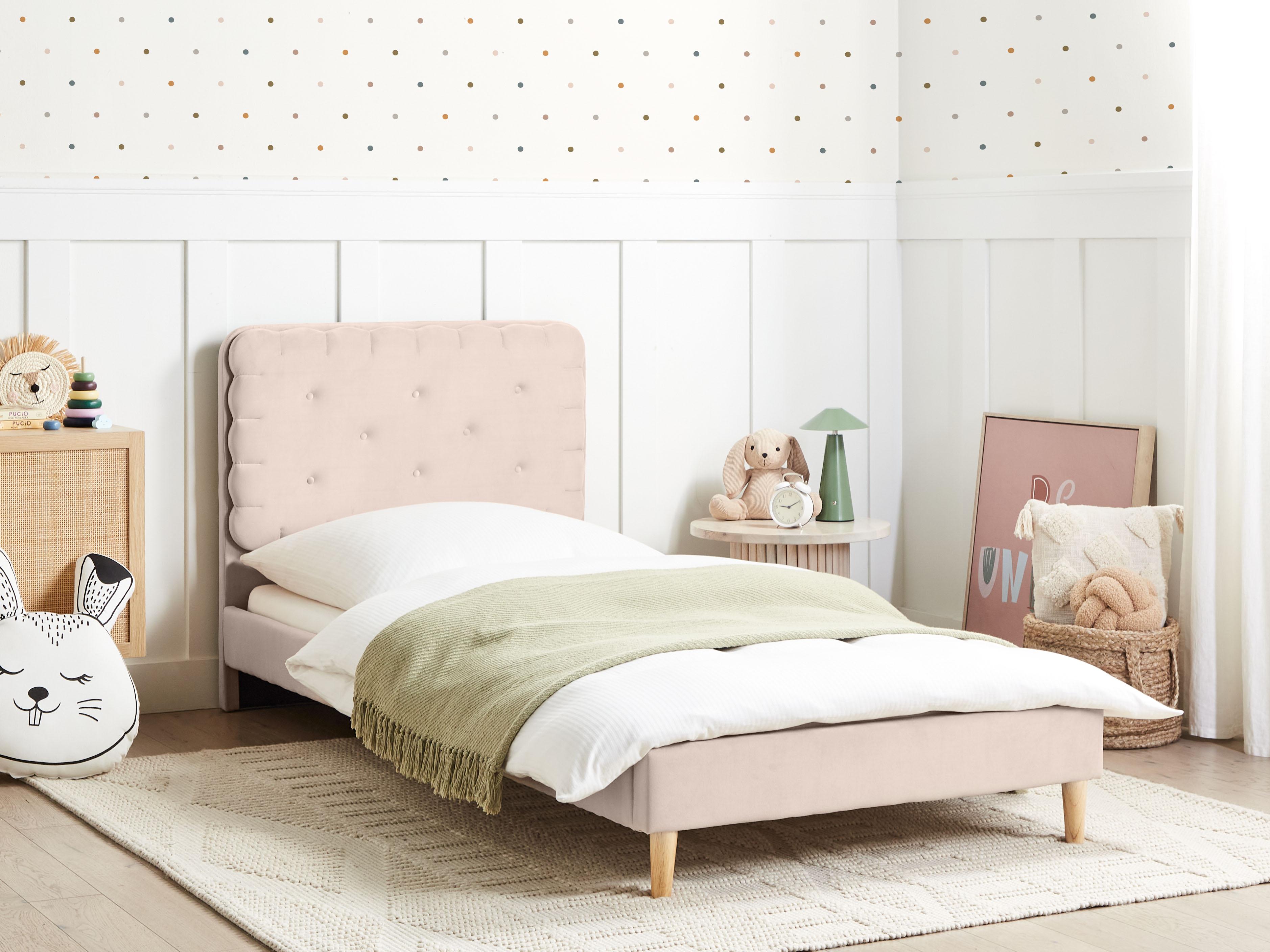 Bed Fluweel CORSAINT 90 x 200 cm Beige