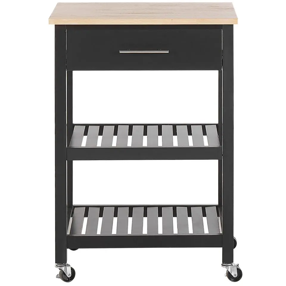 HIUMA - Keukentrolley - Zwart - Rubberhout