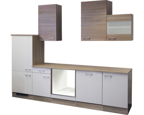 Flex Well keukenblok zonder apparatuur Samoa 280 cm wit sonoma eiken mat gedemonteerde variant omkeerbaar 00009217