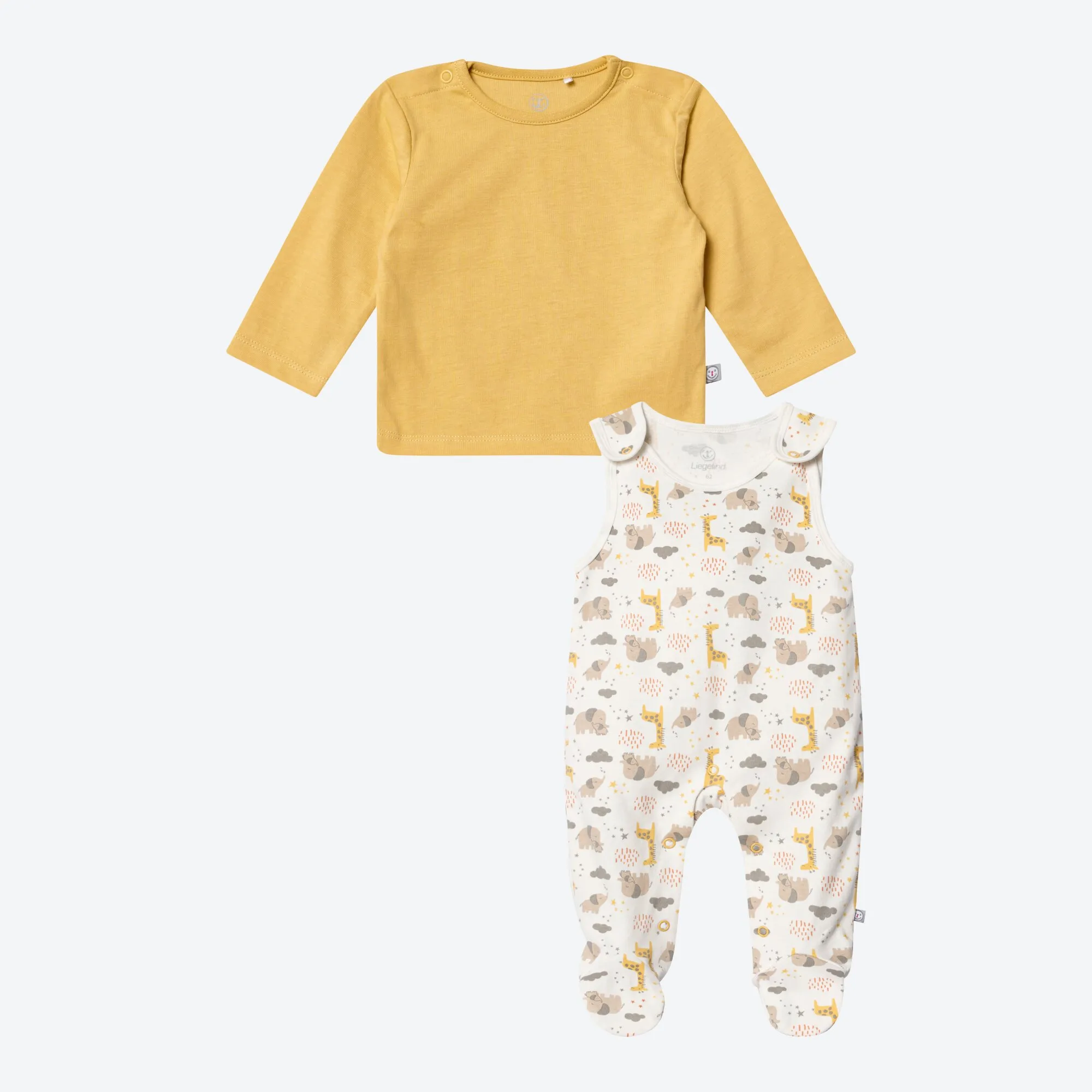 Unisex-Baby-Strampler-Set mit Tiermuster, 2-teilig