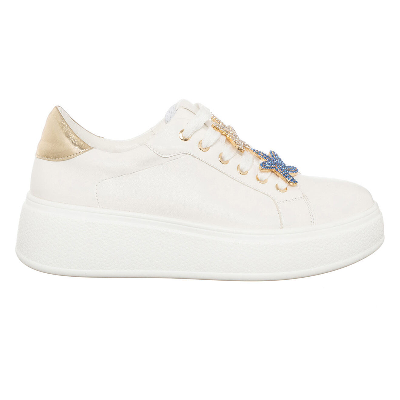 Loretta by Loretta Sneakers Foa blanc/doré - Plateforme 5 cm