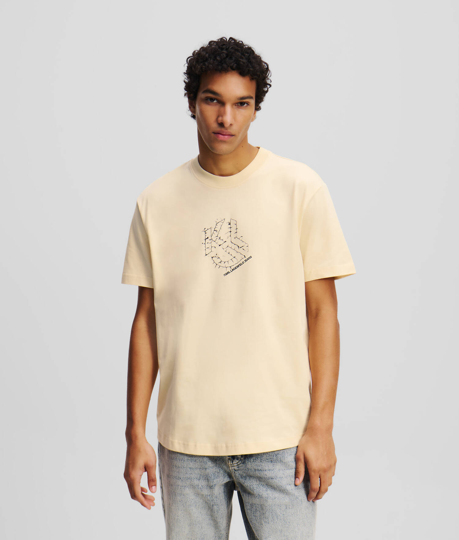 T-SHIRT À OURLET ARRONDI ET MONOGRAMME SHIBORI - Frêne de bois