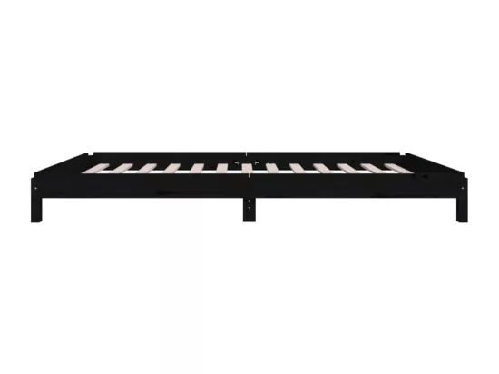 Lit empilable Noir 90x190 cm Bois de pin massif