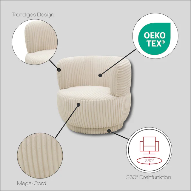 DOMO collection Sessel »Bruges, Loungesessel mit Drehfunktion«