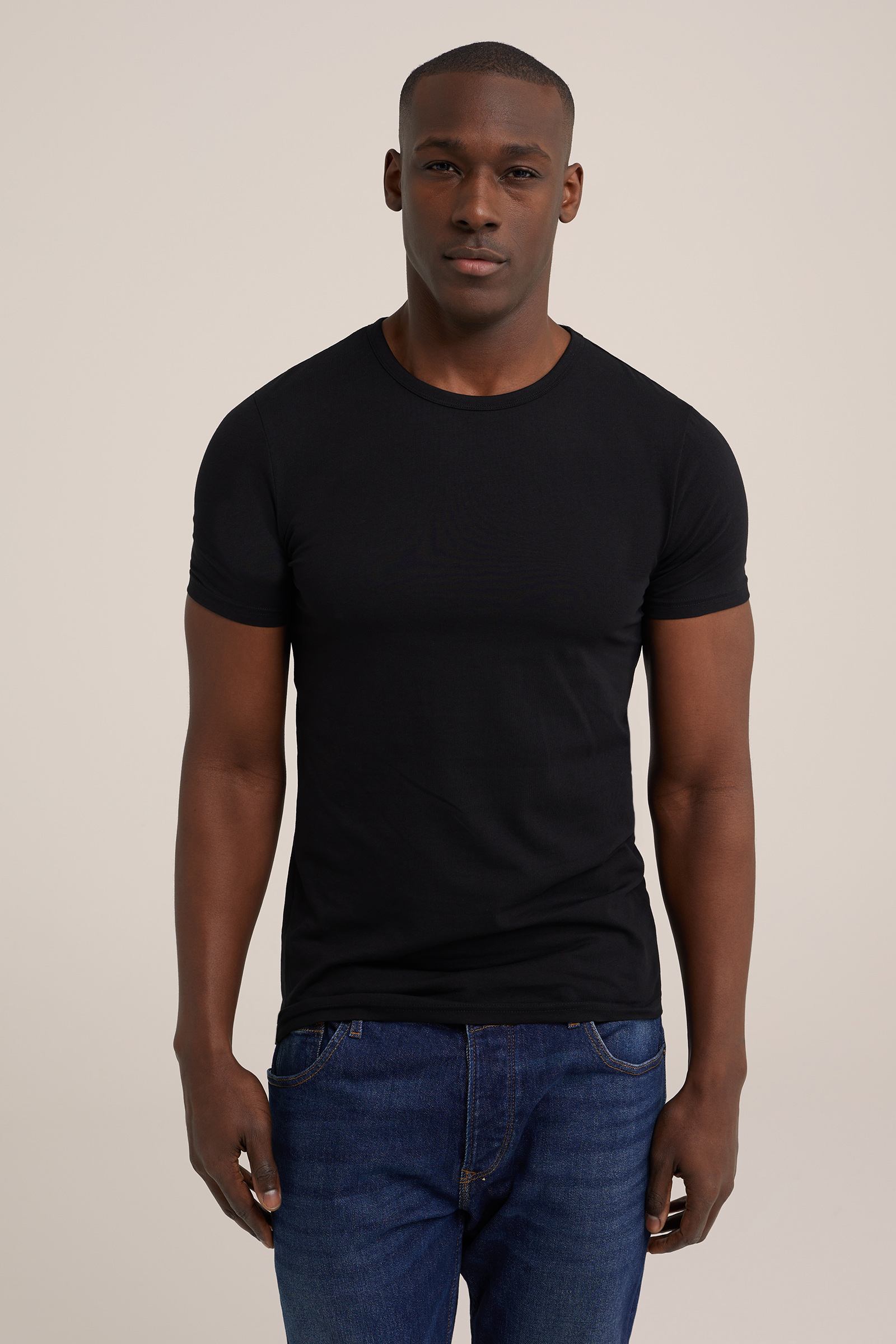 T-shirt, 2-pack WE Fashion Zwart