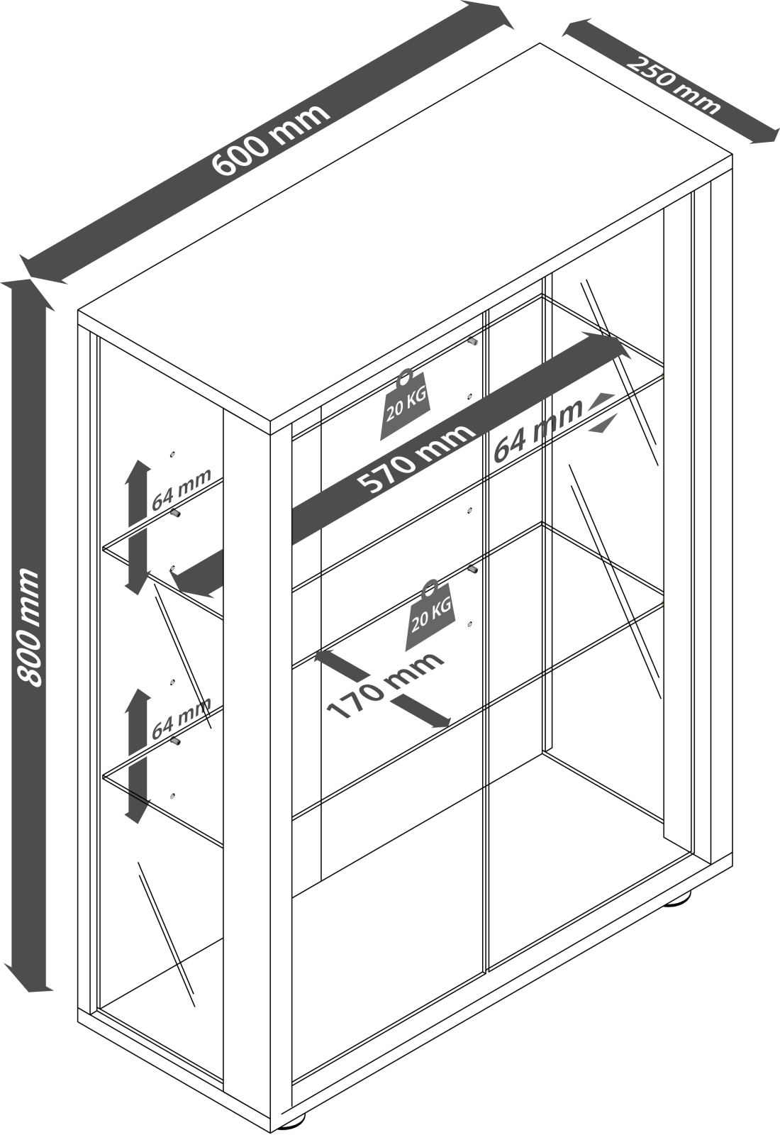 Vitrine SINTALO- weiß - 60 cm