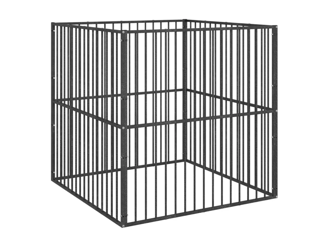 Parc pour chien 4 noire 100 x 100 x 100 cm 02_0043640