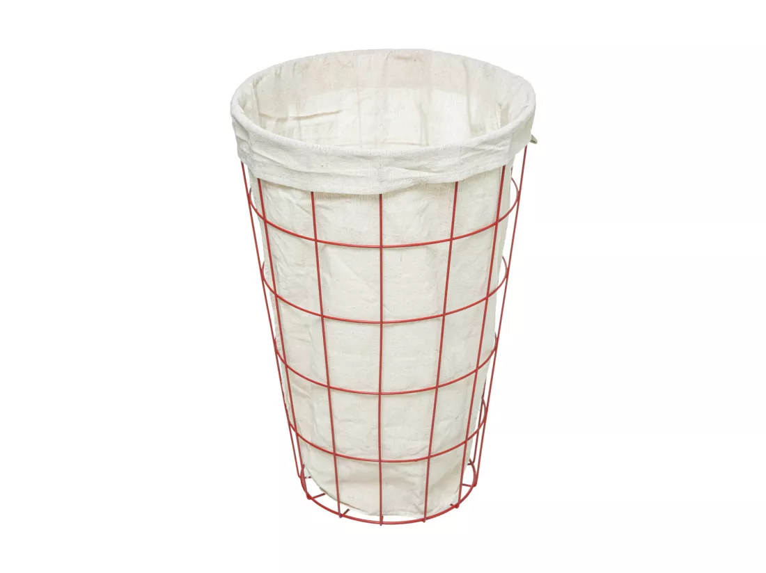 Panier à Linge 42L en métal Rose et couvercle en Bois