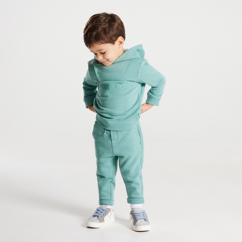 Sweat molleton à capuche vert bébé garçon