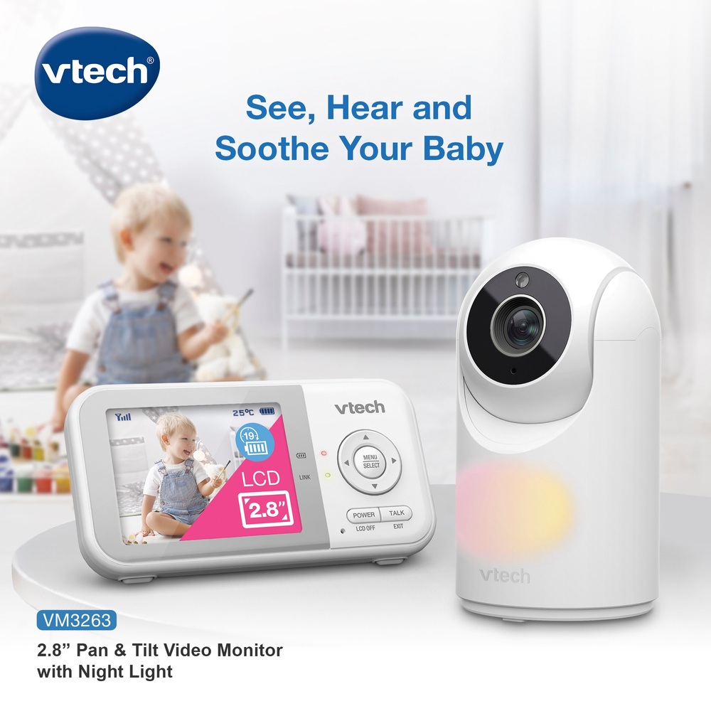 VTech VM3263 2,8-Zoll-Video-Babyphone mit Schwenk- und Neigefunktion