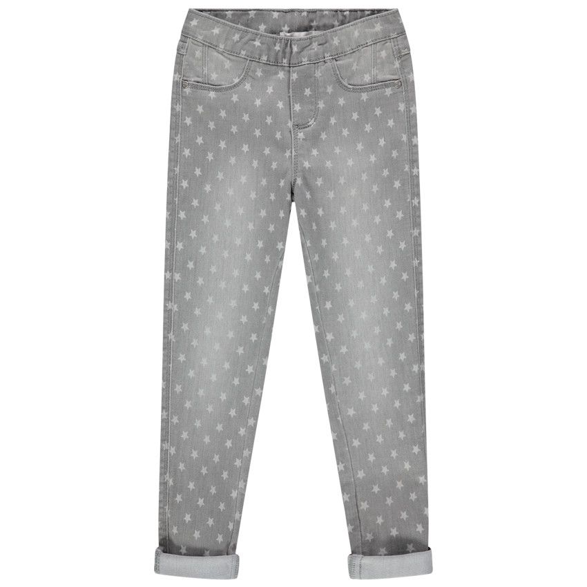 Jegging effet used à étoiles all-over - Gris chiné
