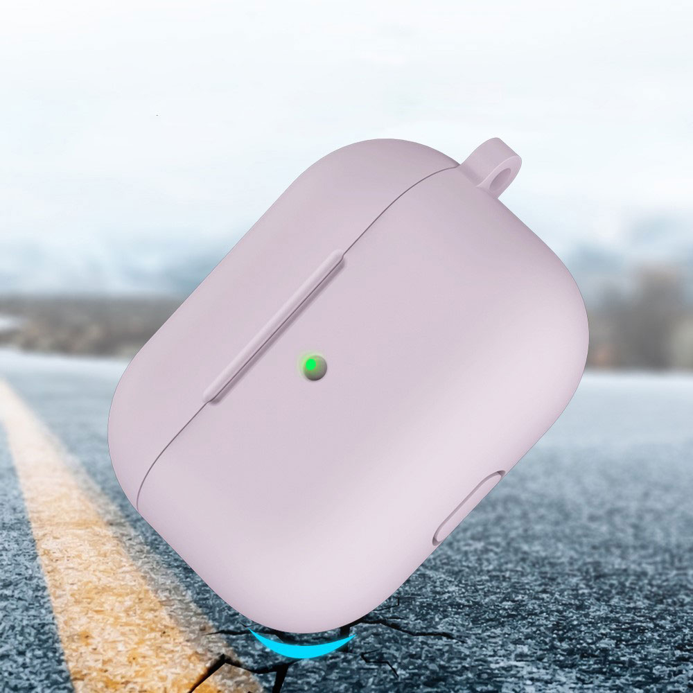 AirPods (3. Generation) Silikon Schutzhülle Abdeckung mit Karabinerhaken - Lila