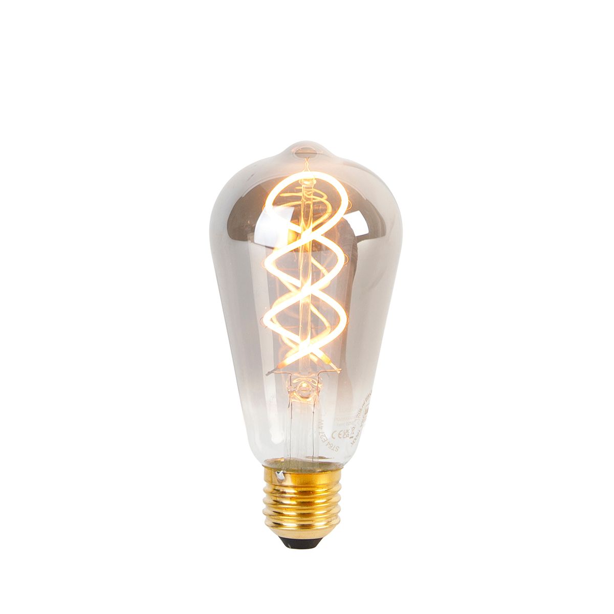 Set van 5 E27 dimbare LED gedraaid filament lamp ST64 smoke 120 lm 1800K
