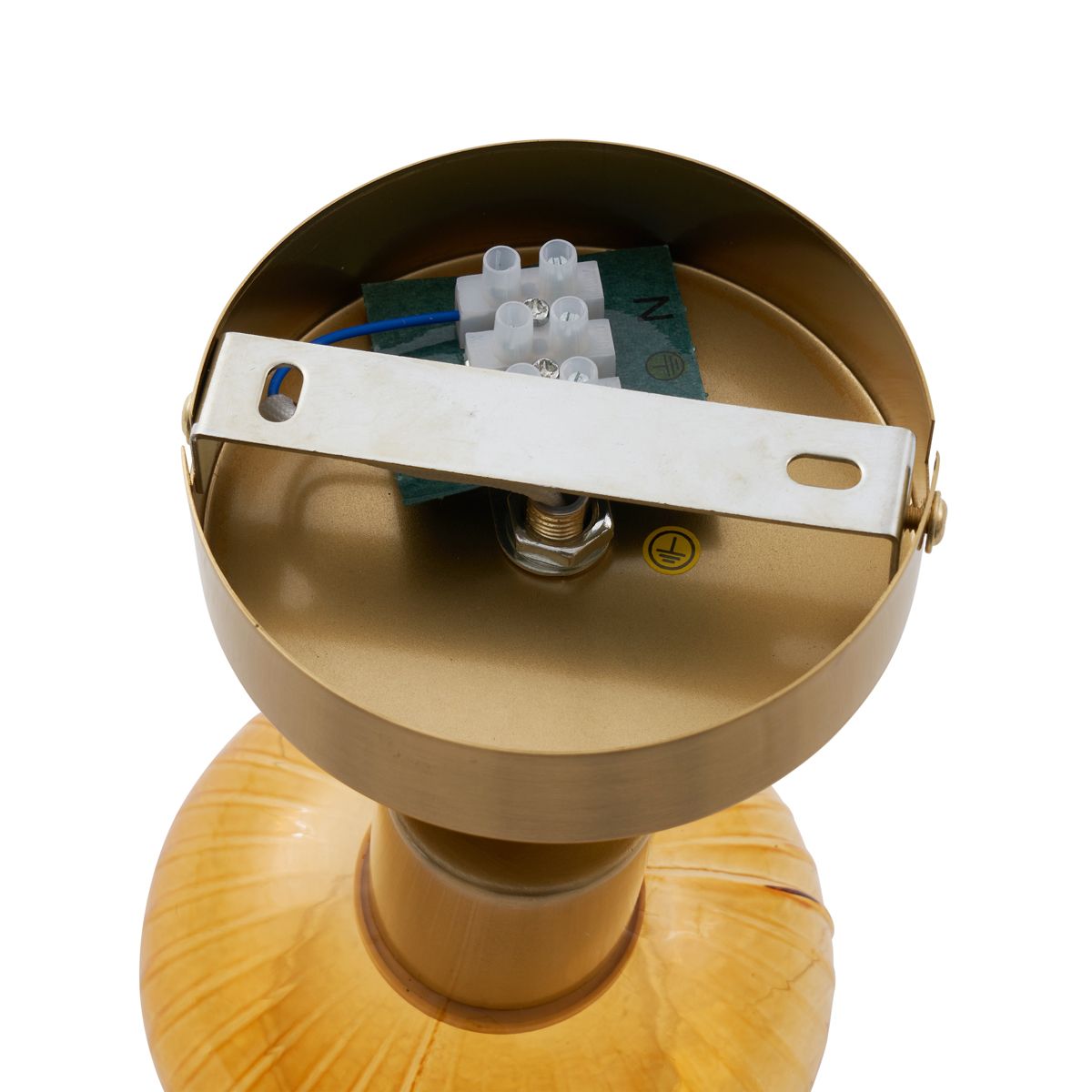 Moderne plafondspot goud met amber glas rond - Teddy