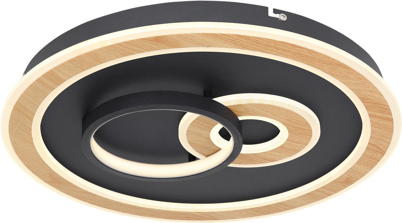 LED-Deckenlampe - schwarz-holzfarben - Ø 50 cm