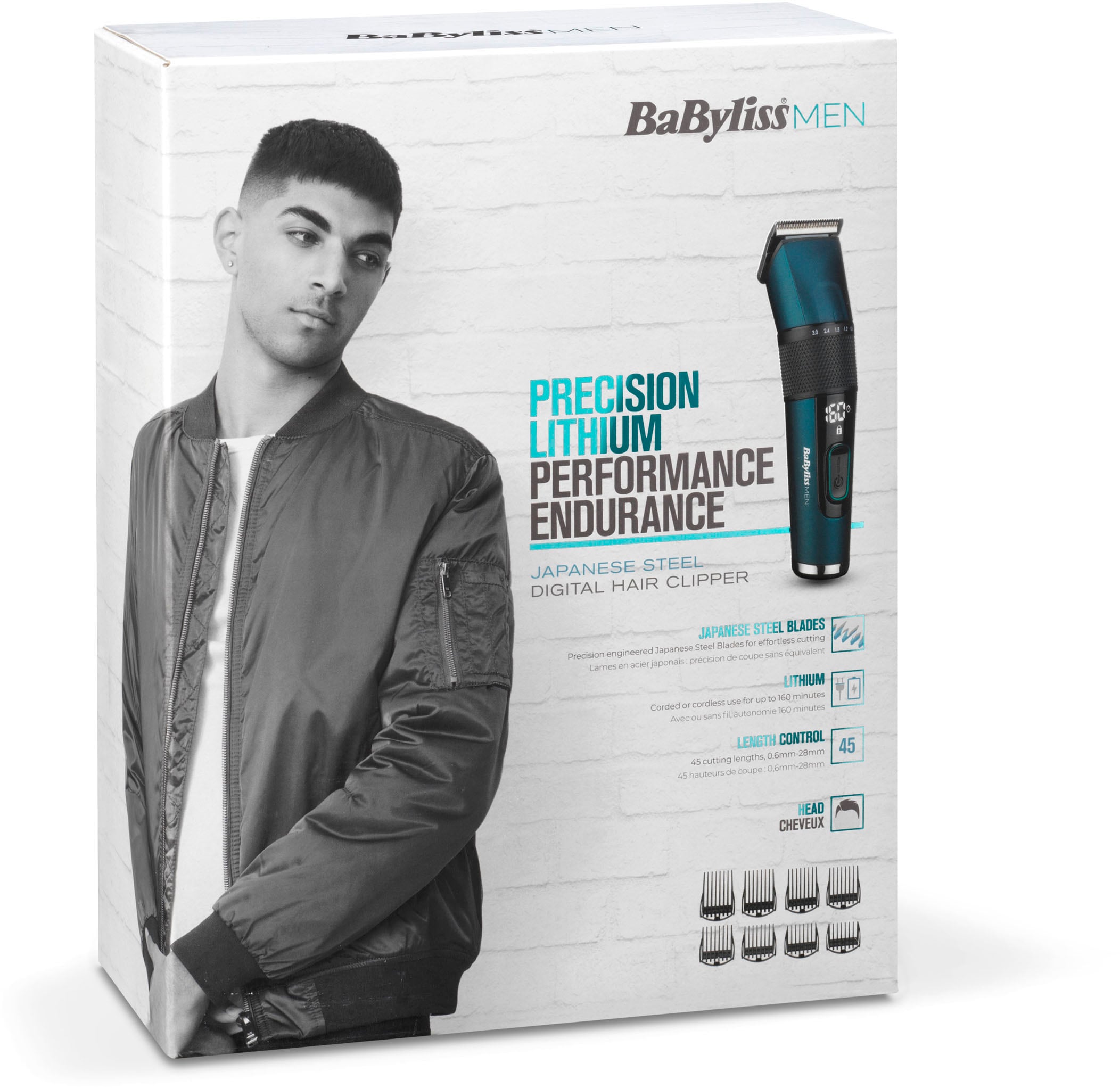 BaByliss Haarschneider »E990E MEN Japanese Steel« 8 Aufsätze mit digitaler Anzeige