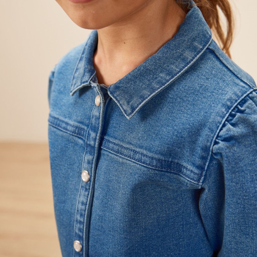 Robe effet jean avec ceinture amovible pour fille - Bleu marine