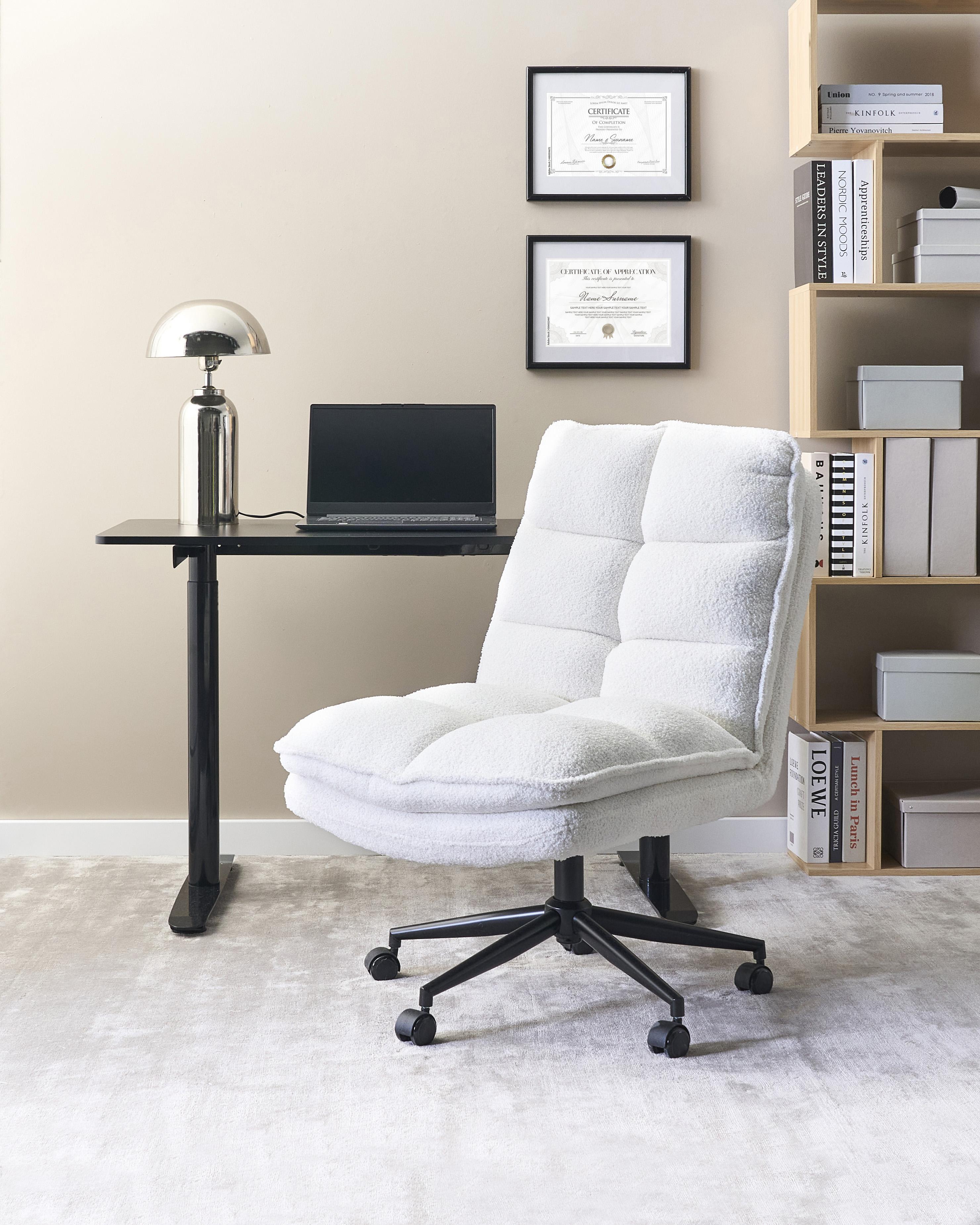 Bureaustoel ADDISON Bouclé Wit