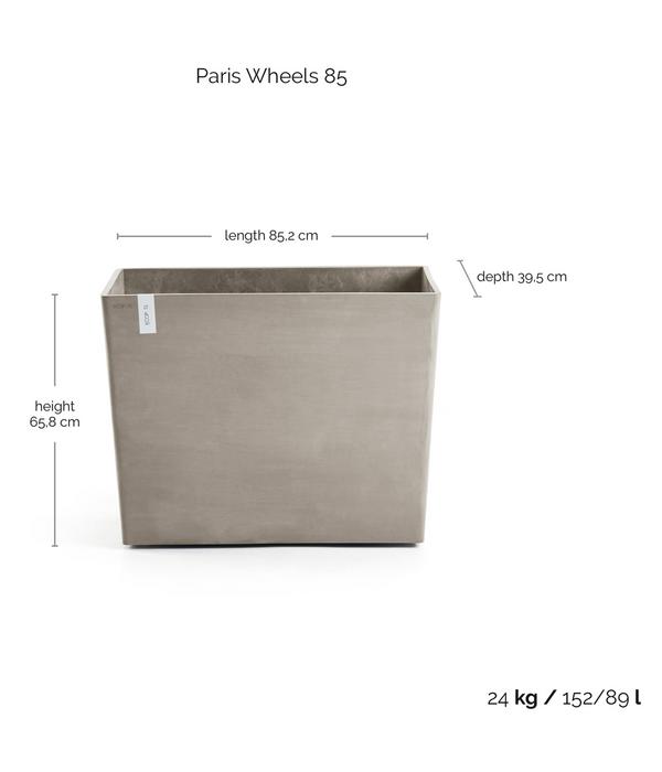 Ecopots Kunststoff-Kasten Paris mit Rollen,